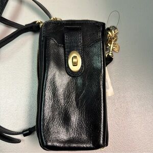 Patricia Nash Amalia Black Distressed Crossbody Bag Charm Zipper Vintage
